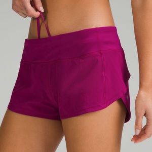 lululemon low-rise speed up shorts, magenta purple, length: 2.5, size: 8